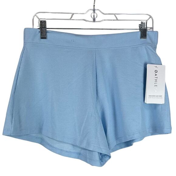 Athleta Wind Down Sleep Shorts Waffle Knit Light Blue Women's Size XS NWT - Picture 2 of 11